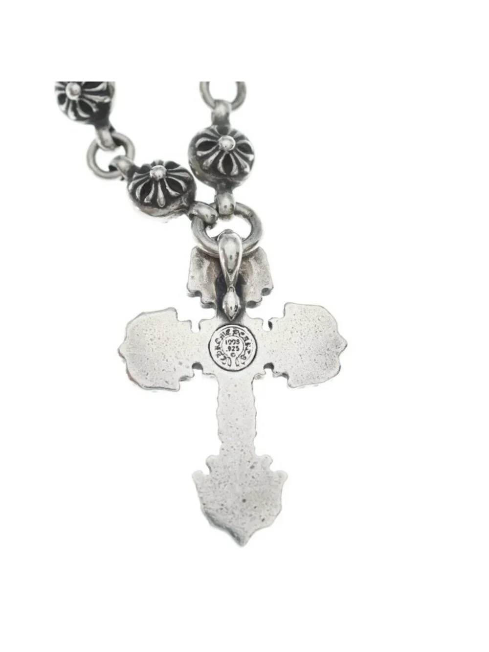 Chrome Hearts 1 Crsbl Chn Filig Crs Cross Ball Chain Filigree XS Necklace Silver